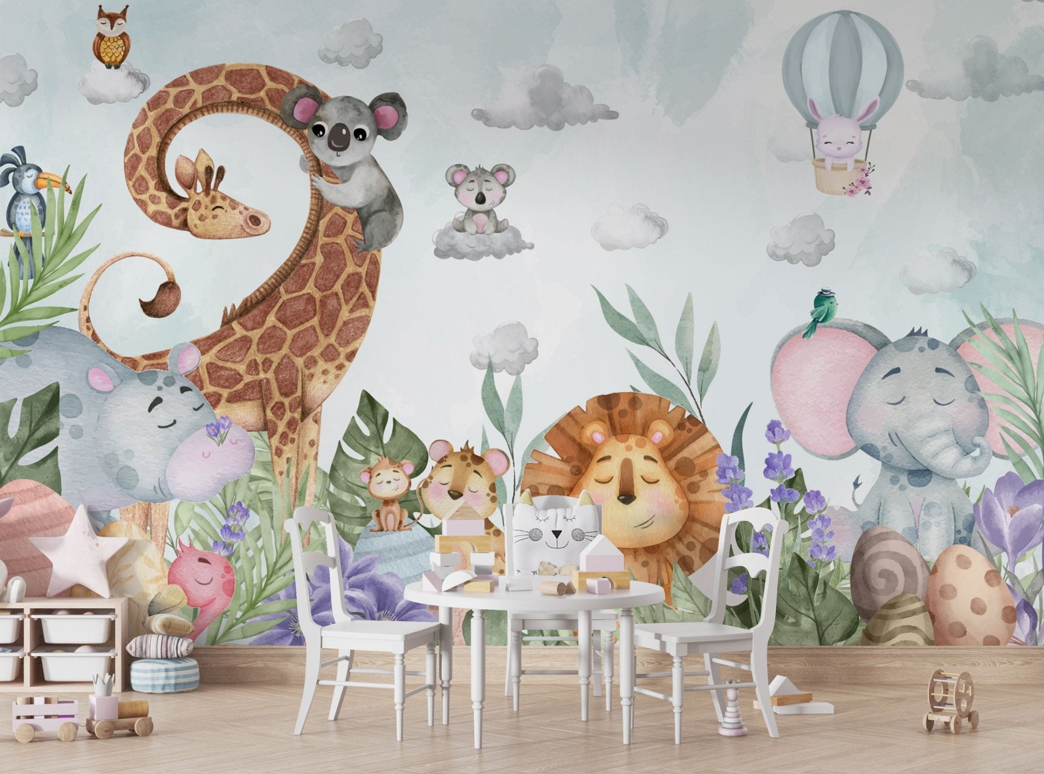 Papier peint panoramique chambre enfant Lion et Cie - Kam & Leon