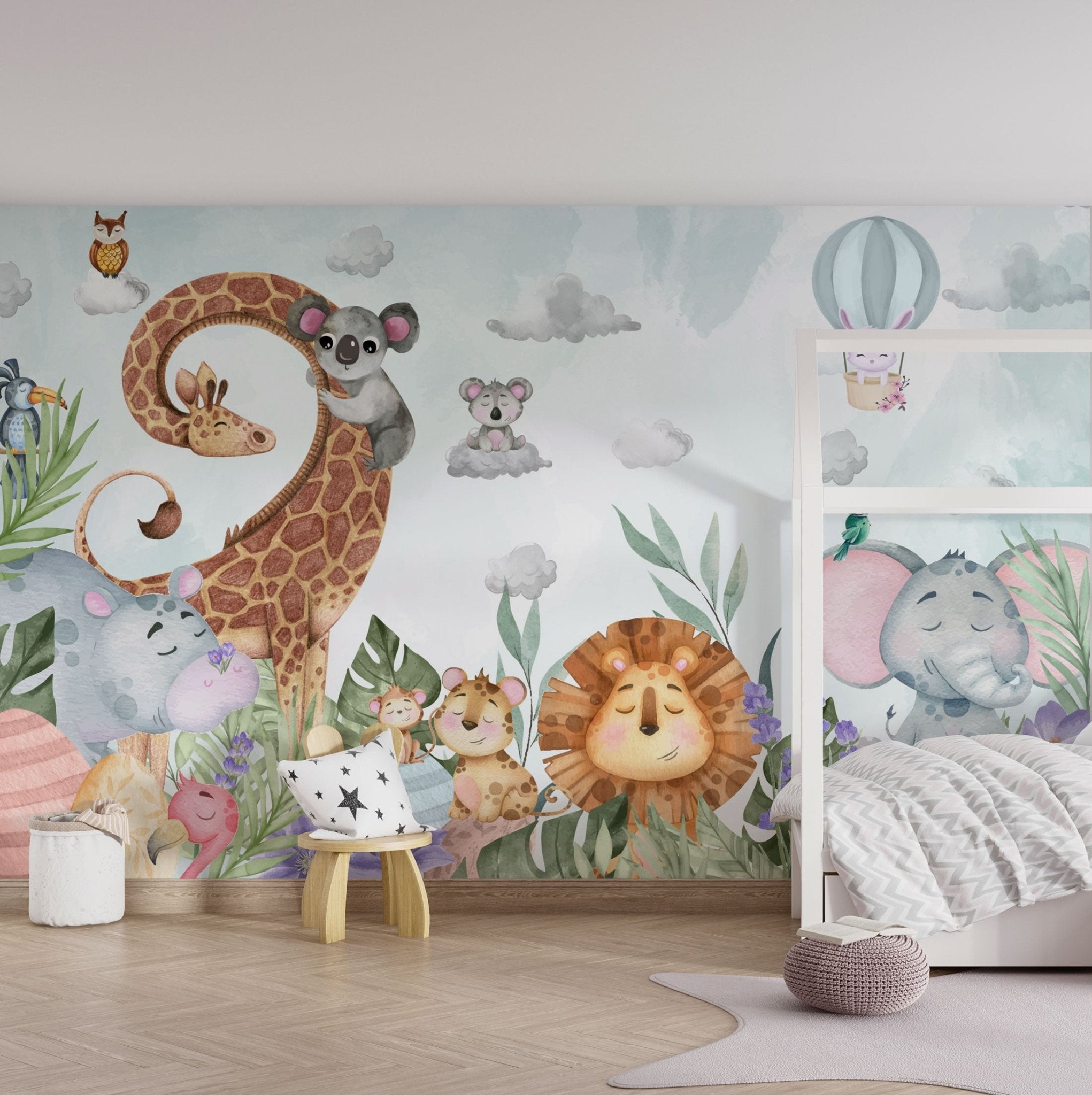 Papier peint panoramique chambre enfant Lion et Cie - Kam & Leon