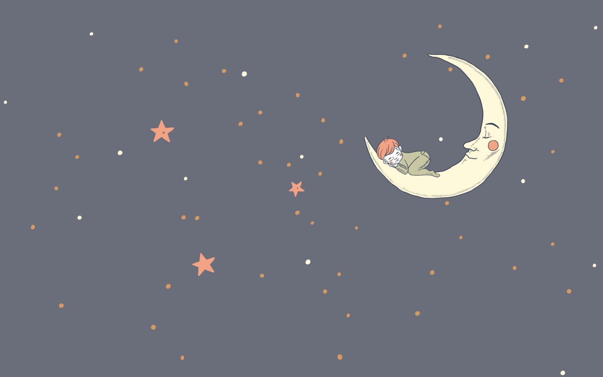Papier peint panoramique chambre enfant lune rêveuse - Kam & Leon