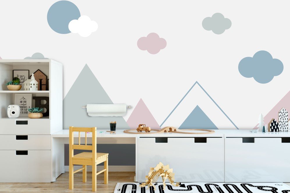 Papier peint panoramique chambre enfant montagne multicolore - Kam & Leon