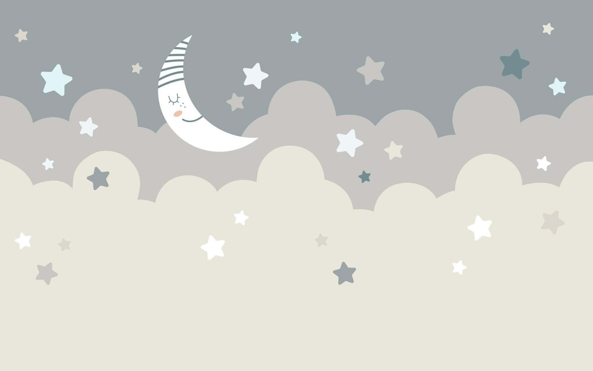 Papier peint panoramique croissant de lune chambre bébé / enfant - Kam & Leon