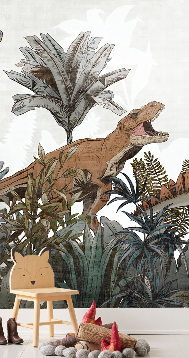 Papier peint panoramique dinosaures chambre enfant - Kam & Leon
