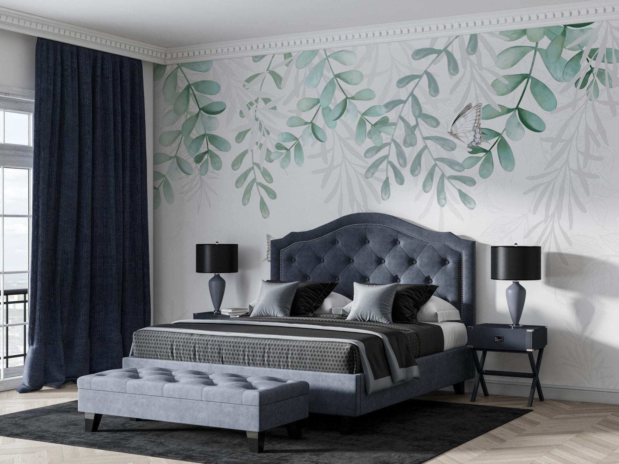 Papier peint panoramique eucalyptus aquarelle - Kam & Leon