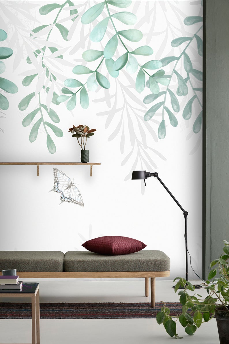 Papier peint panoramique eucalyptus aquarelle - Kam & Leon