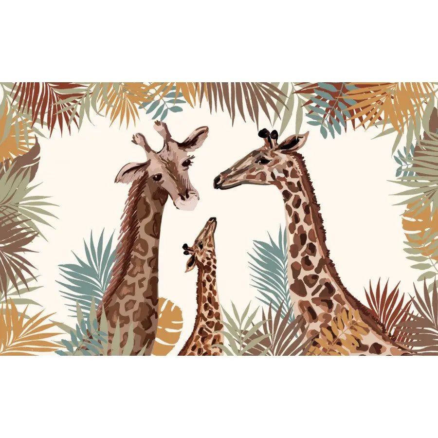 Papier peint panoramique famille girafe - Kam & Leon