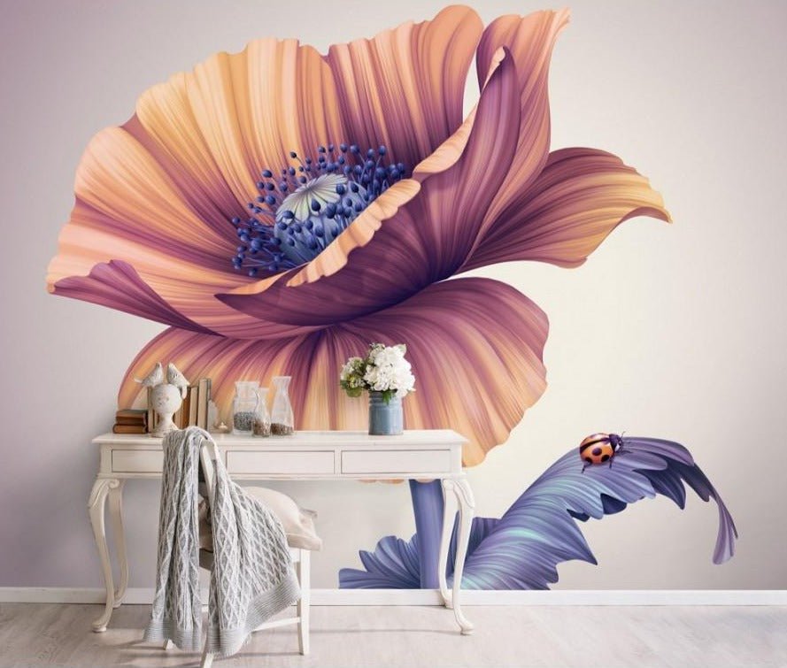 Papier peint panoramique fleur & coccinelle - Kam & Leon