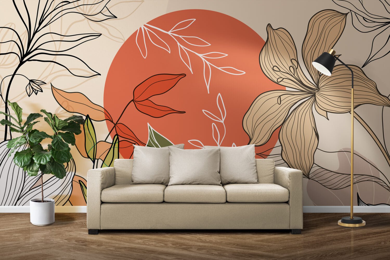 Papier peint panoramique fleur de lys - Kam & Leon