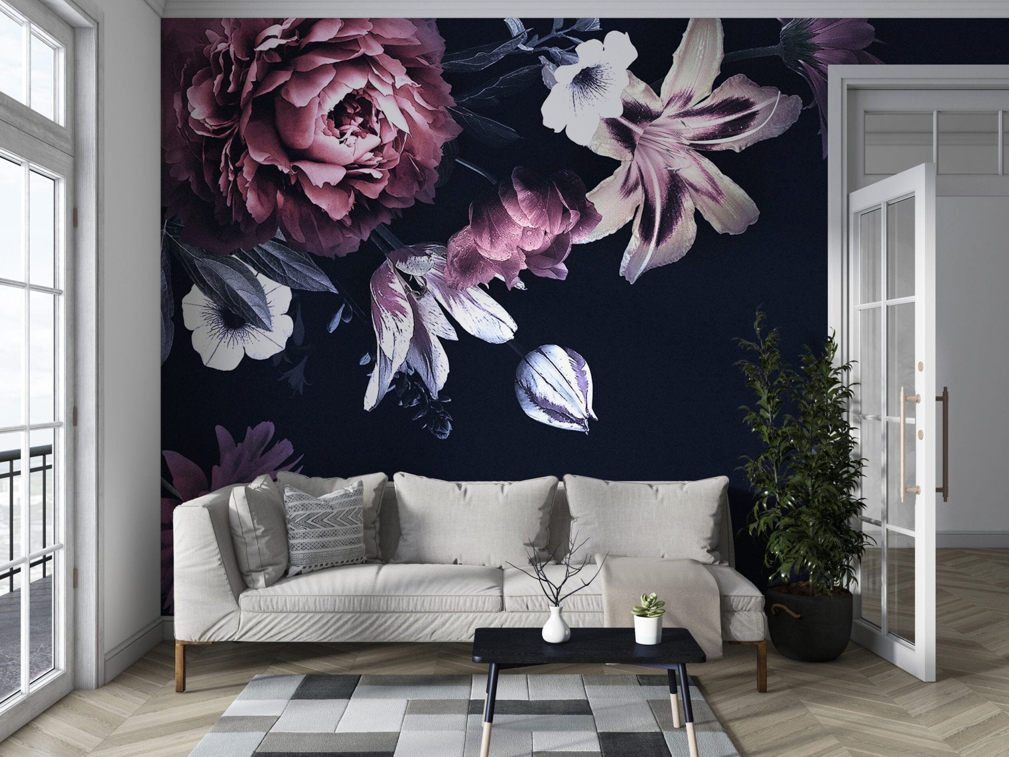 Papier peint panoramique fleurs d'antan - Kam & Leon