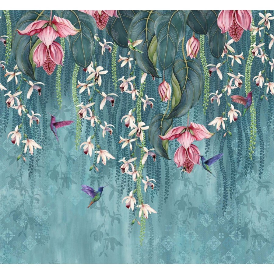 Papier peint panoramique fleurs suspendues - Kam & Leon