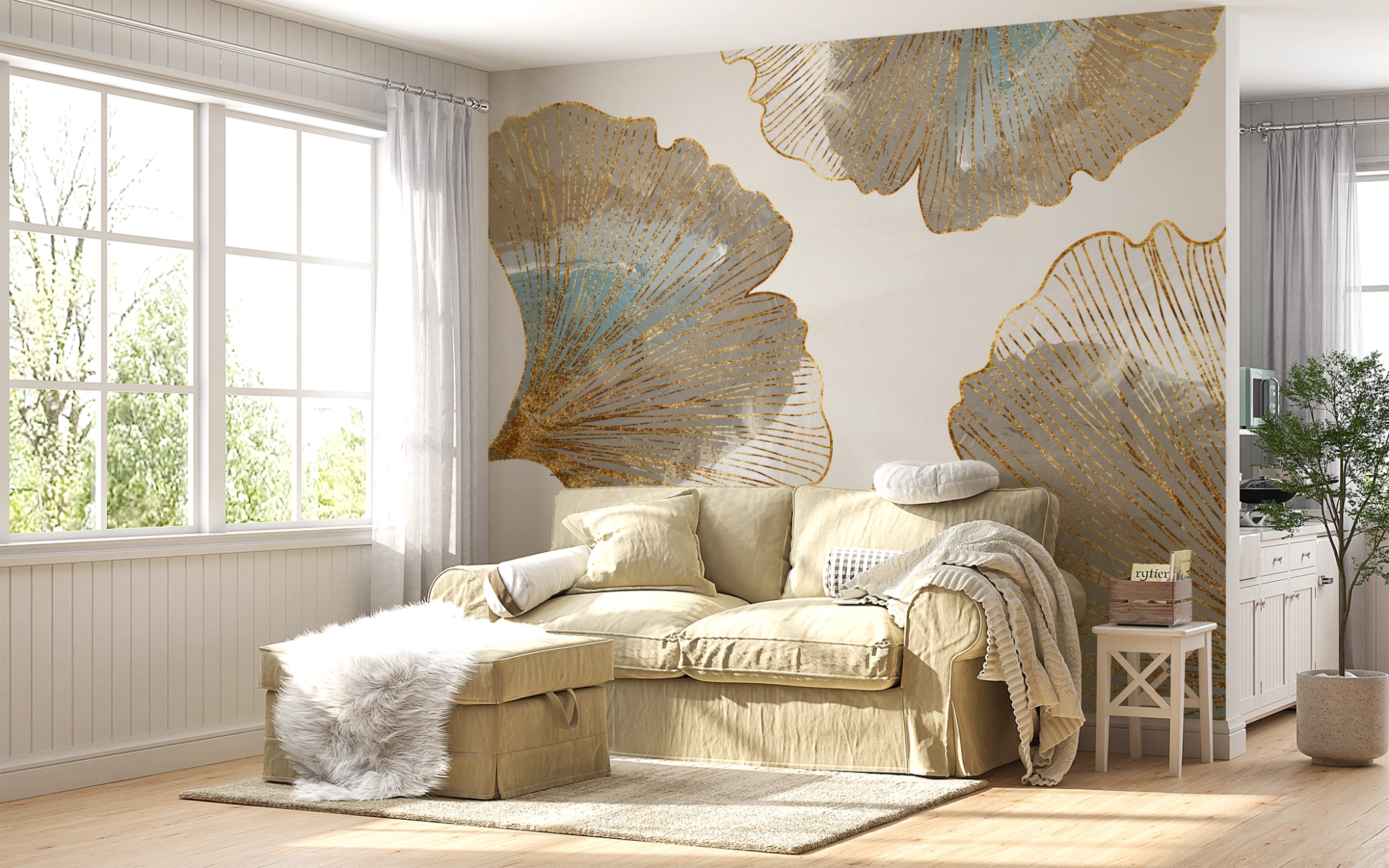 Papier peint panoramique floral abstrait - Kam & Leon