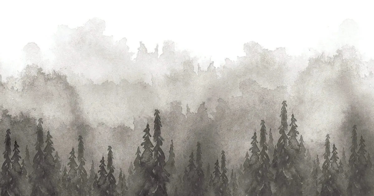 Papier peint panoramique forêt à l'aquarelle - Kam & Leon