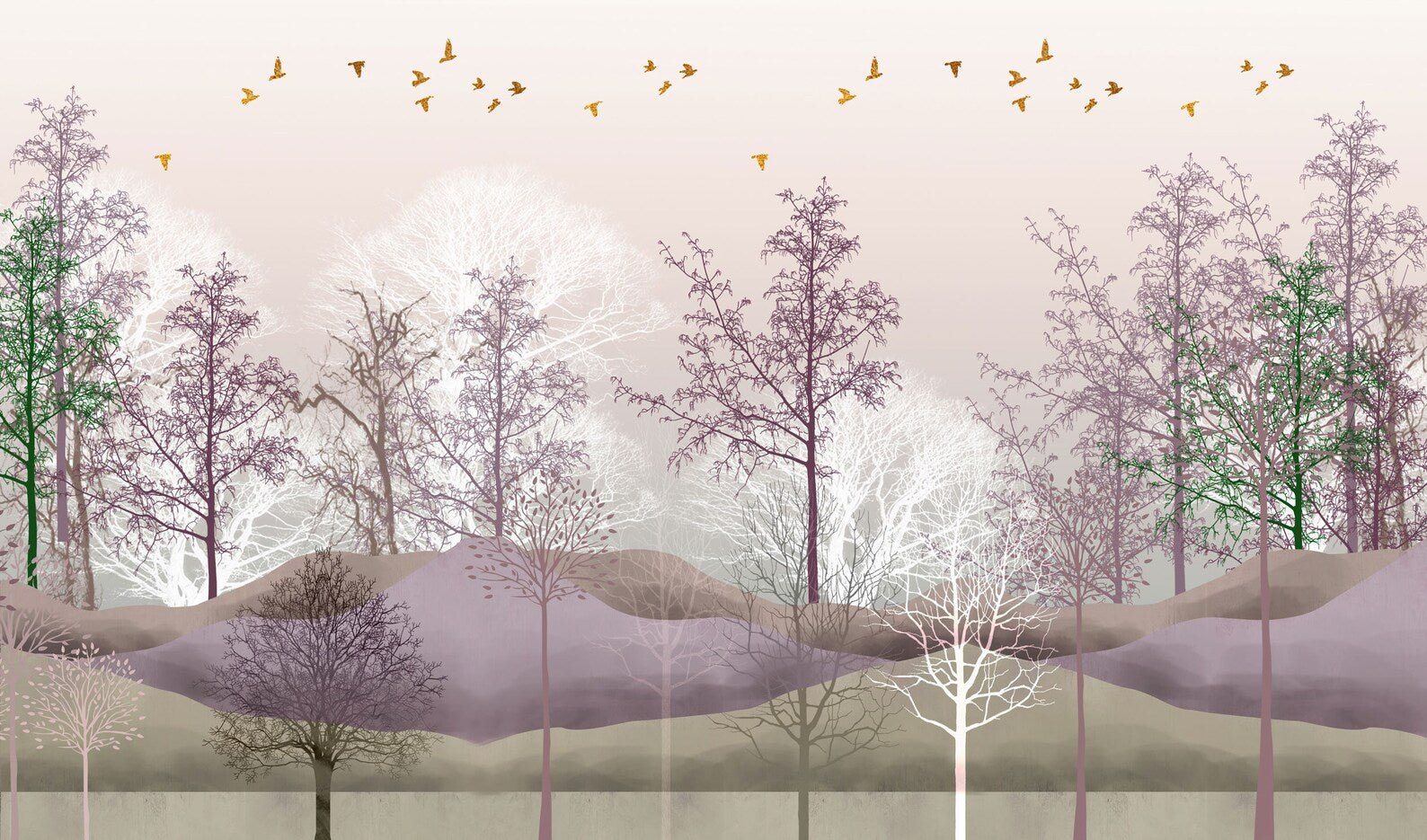 Papier peint panoramique forêt romantique - Kam & Leon