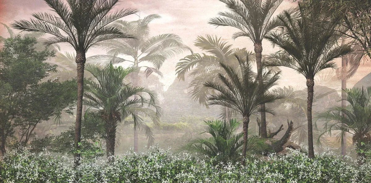 Papier peint panoramique forêt tropicale monochrome - Kam & Leon
