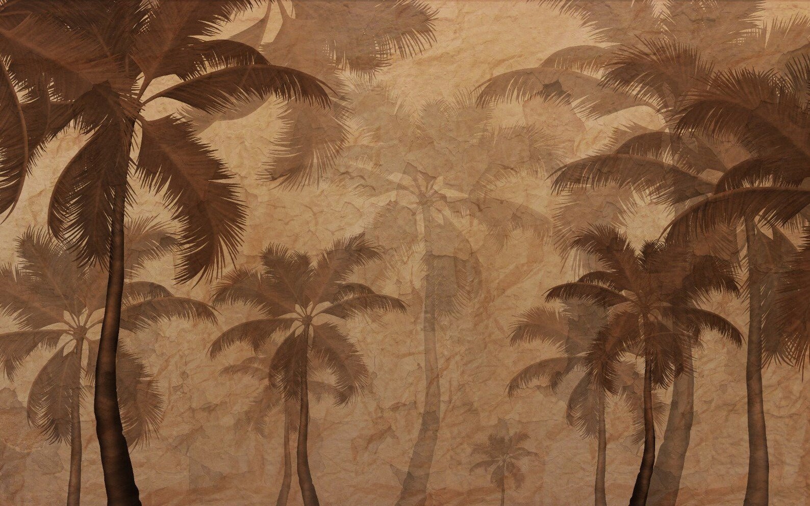 Papier peint panoramique forêt tropicale sépia - Kam & Leon