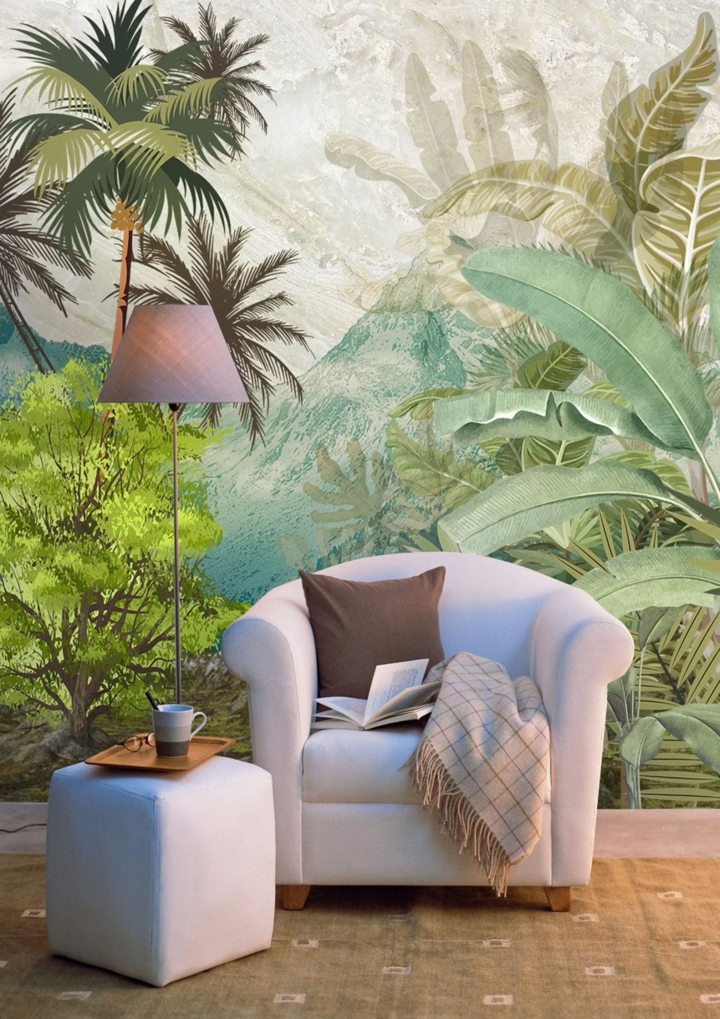 Papier peint panoramique forêt tropicale tendance - Kam & Leon