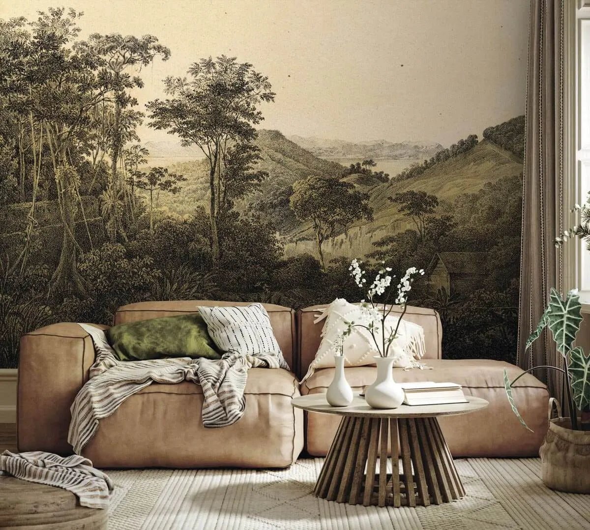 Papier peint panoramique forêt vintage - Kam & Leon