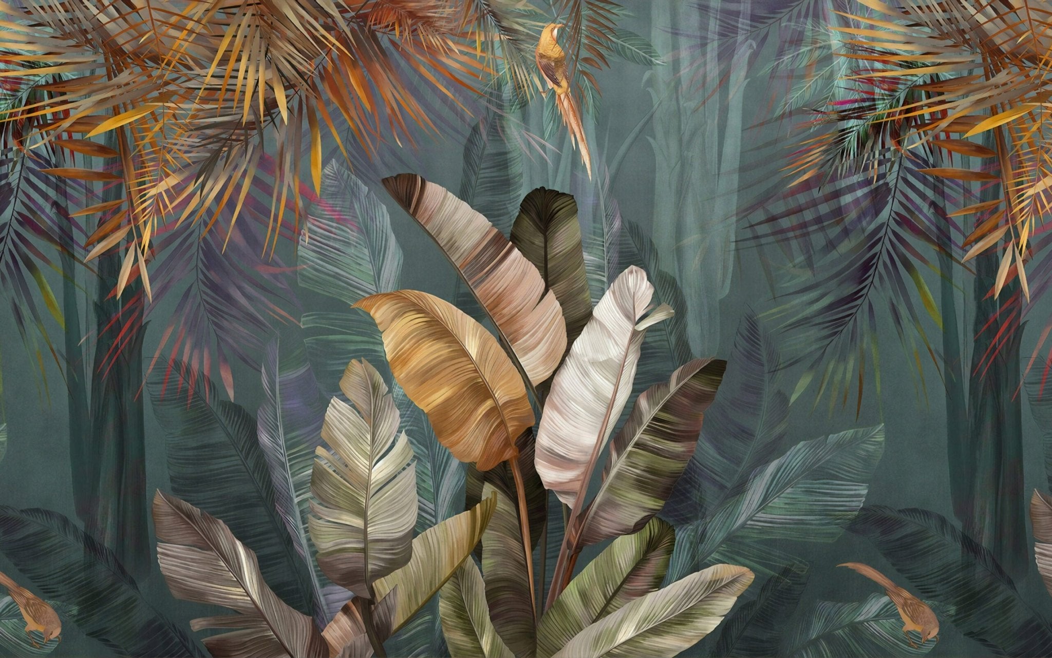 Papier peint panoramique grandes plumes - Kam & Leon
