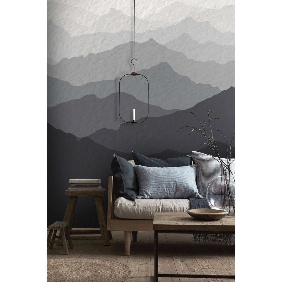 Papier peint panoramique horizon montagneux aux nuances de gris - Kam & Leon