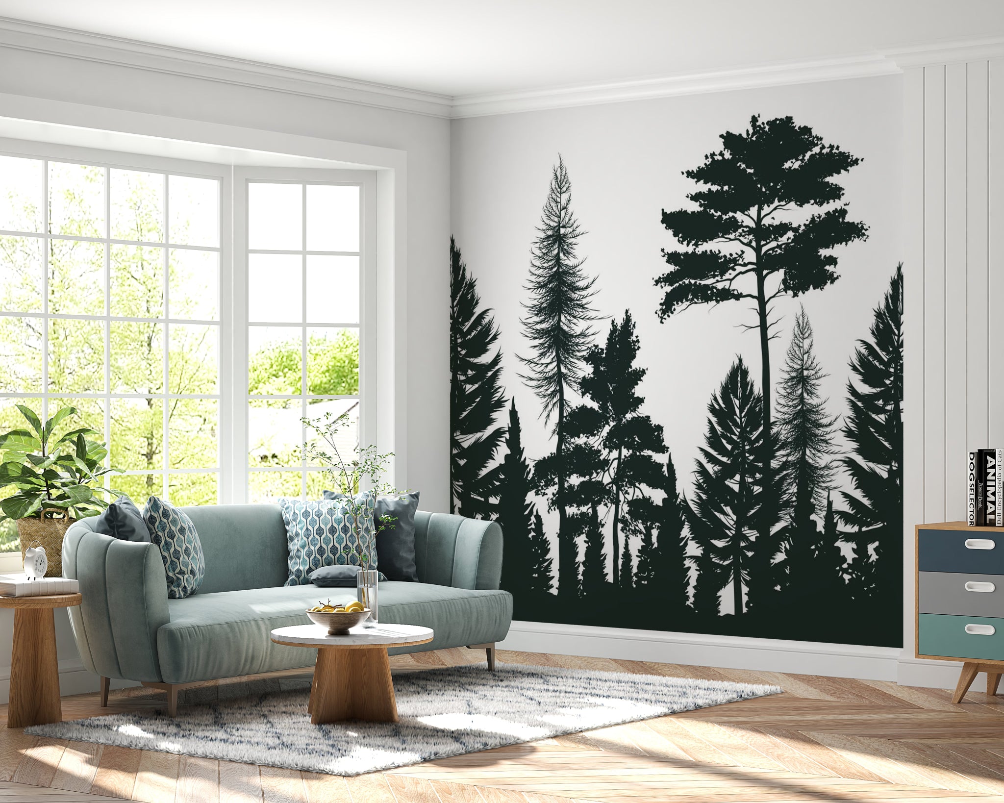 Papier peint panoramique illustration forêt - Kam & Leon