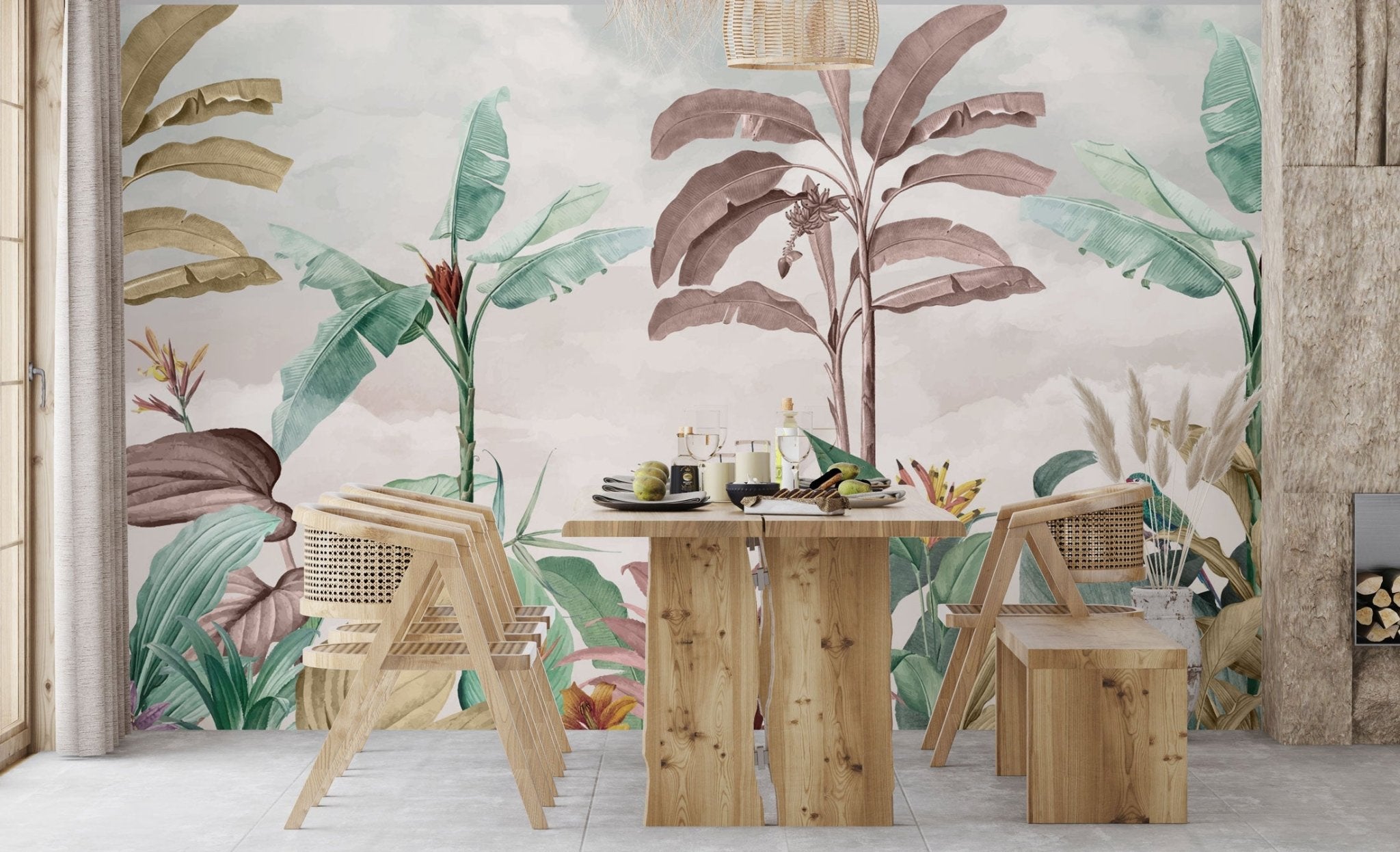 Papier peint panoramique jungle tropicale colorée - Kam & Leon