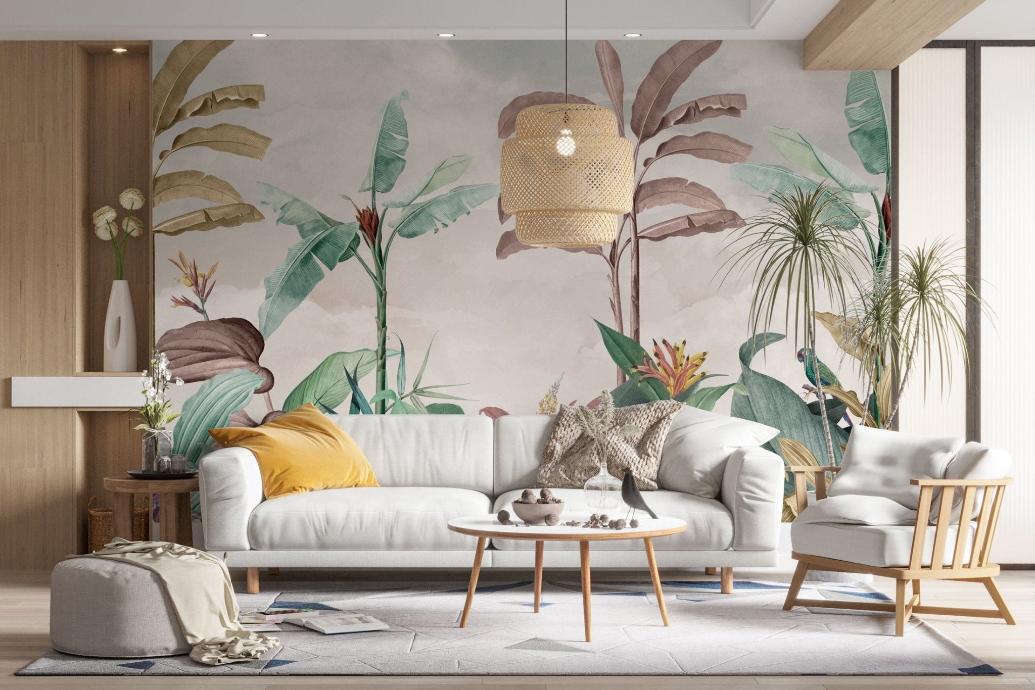 Papier peint panoramique jungle tropicale colorée - Kam & Leon