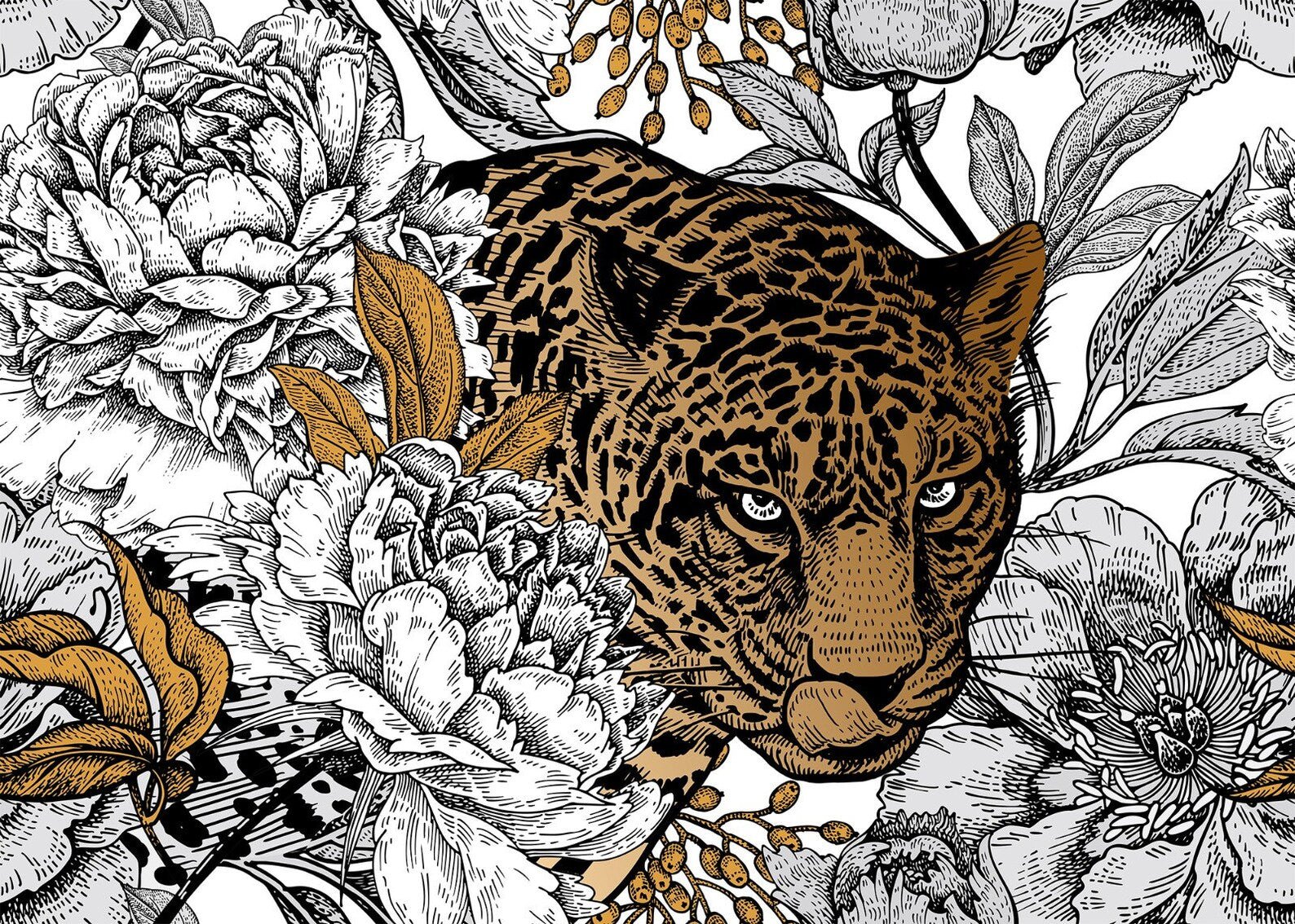 Papier peint panoramique léopard - Kam & Leon