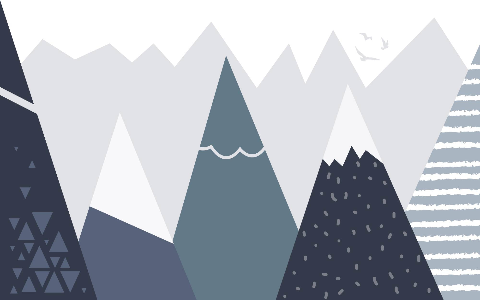 Papier peint panoramique montagne bleue enfant - Kam & Leon
