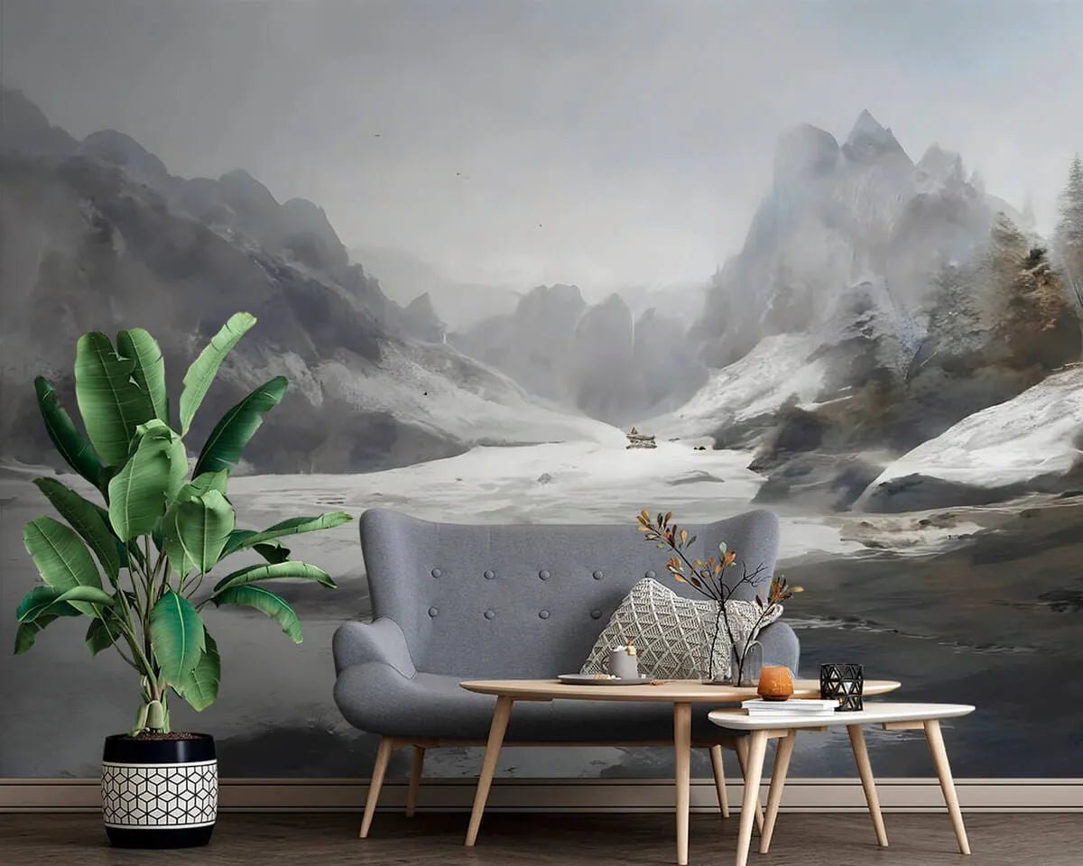 Papier peint panoramique montagne enneigée - Kam & Leon