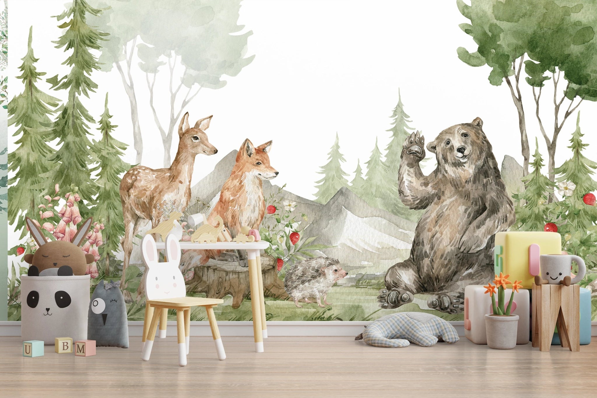 Papier peint panoramique ours et cie chambre enfant - Kam & Leon