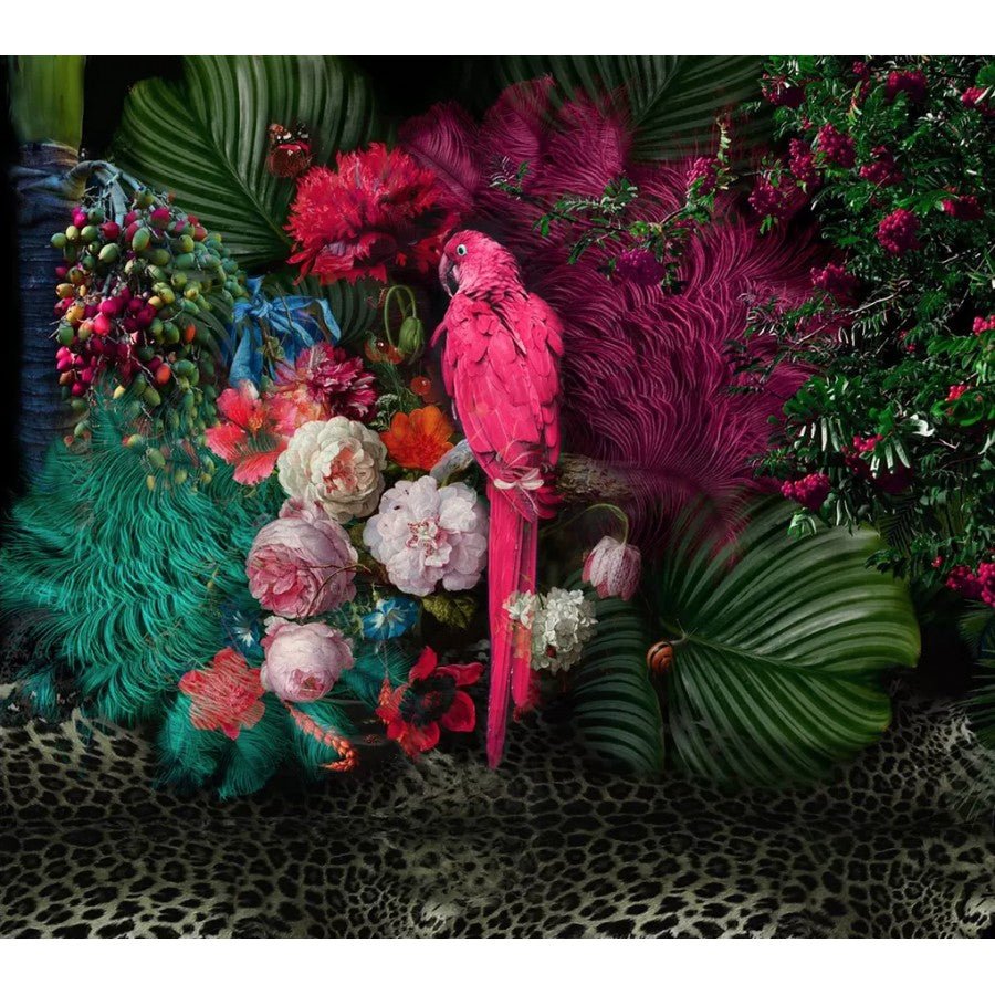 Papier peint panoramique perroquet rose - Kam & Leon