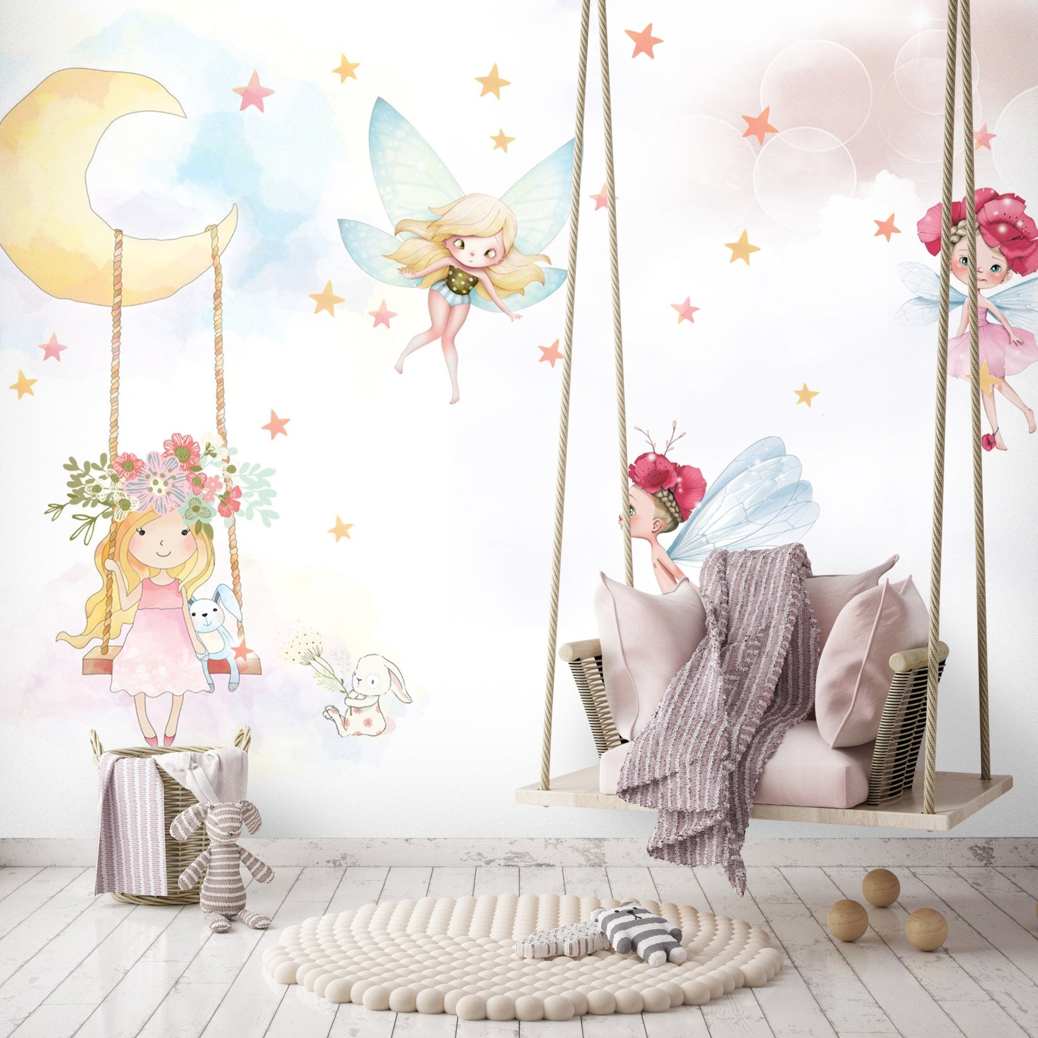 Papier peint panoramique petites fées magiques chambre enfant - Kam & Leon