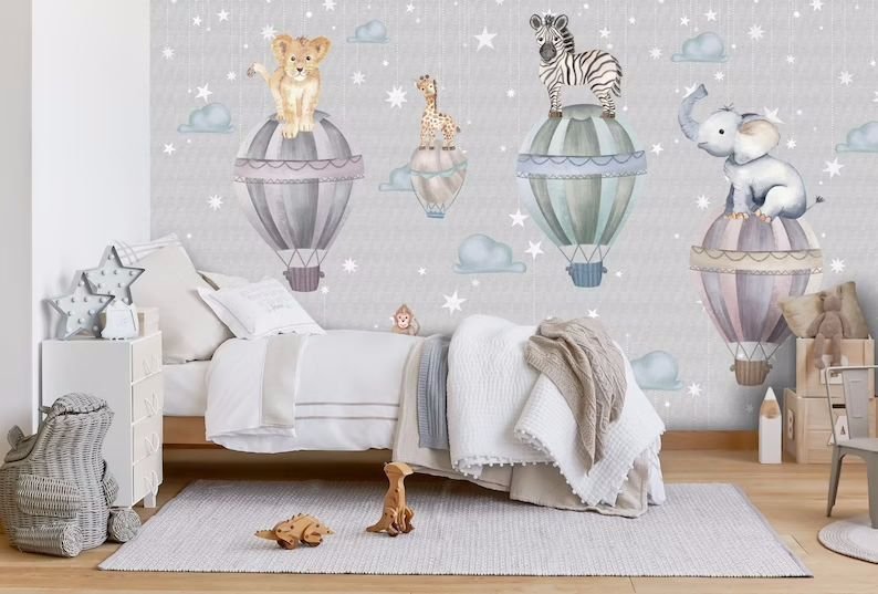 Papier peint panoramique petits animaux - Kam & Leon