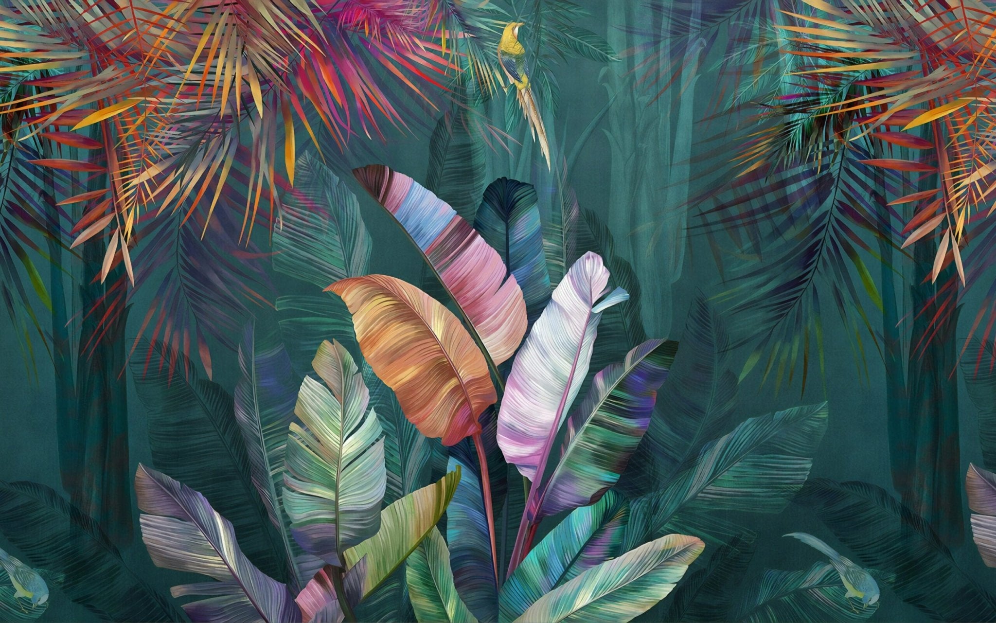 Papier peint panoramique plantes végétales colorées - Kam & Leon