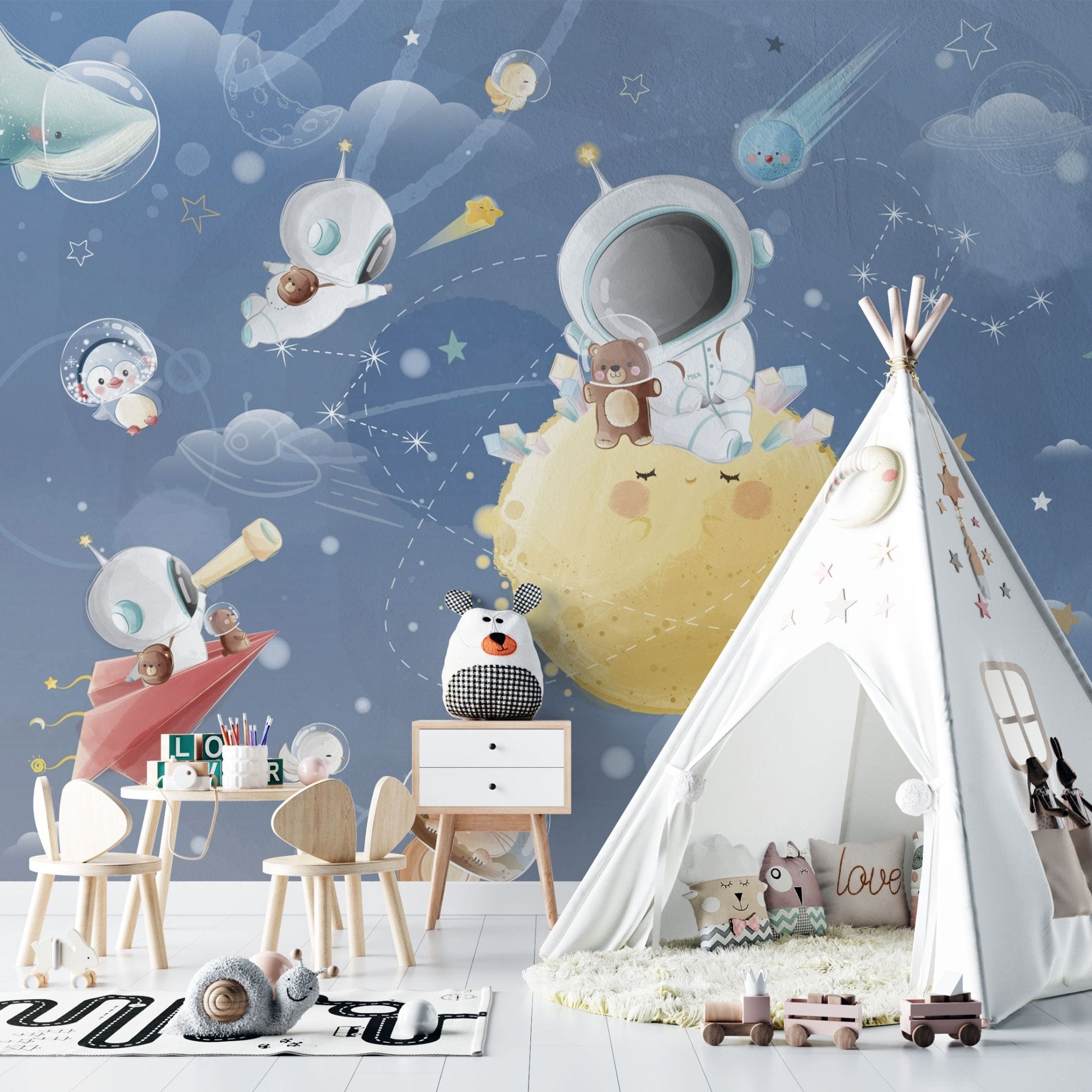 Papier peint panoramique pour enfant astronaute - Kam & Leon