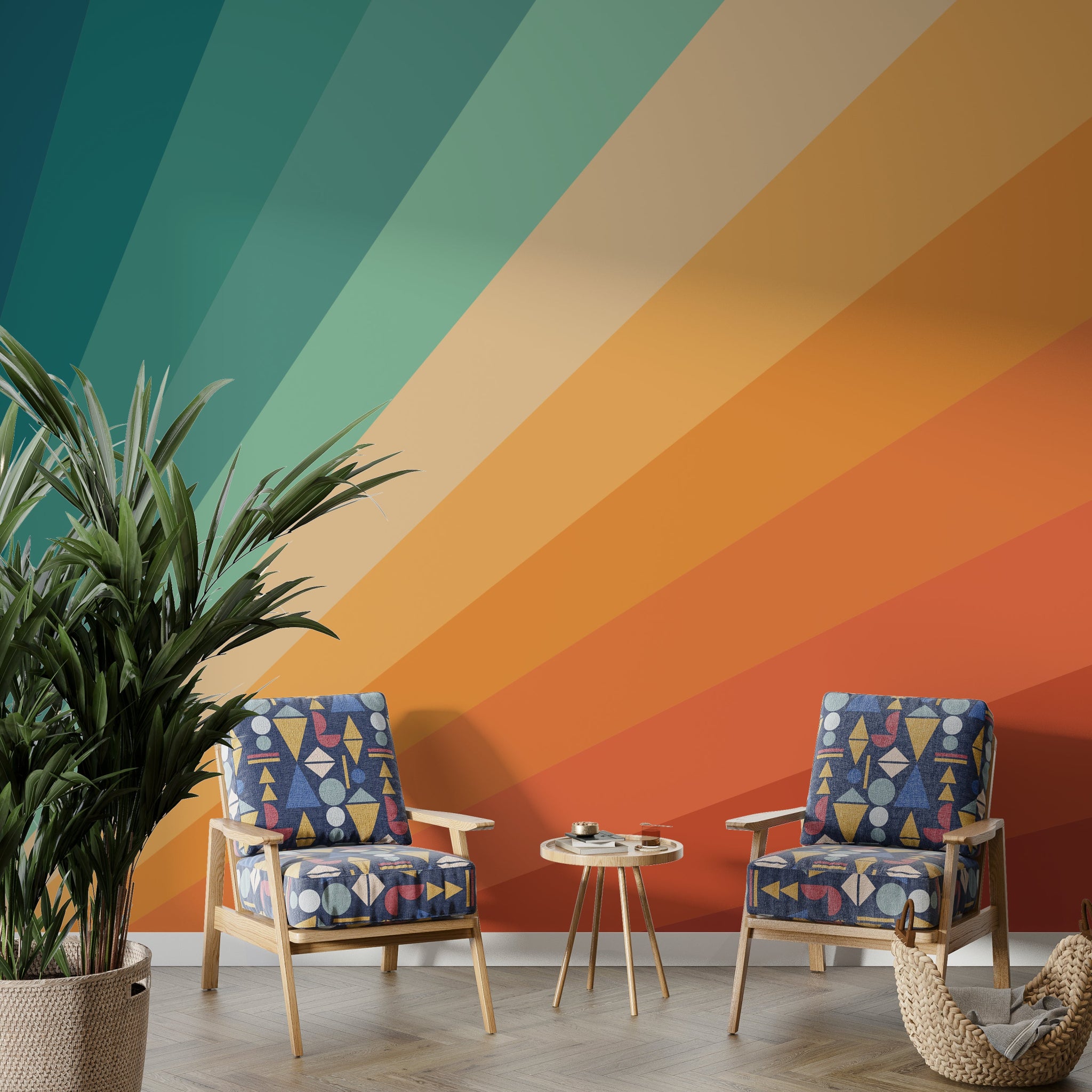 Papier peint panoramique rétro colorées - Kam & Leon
