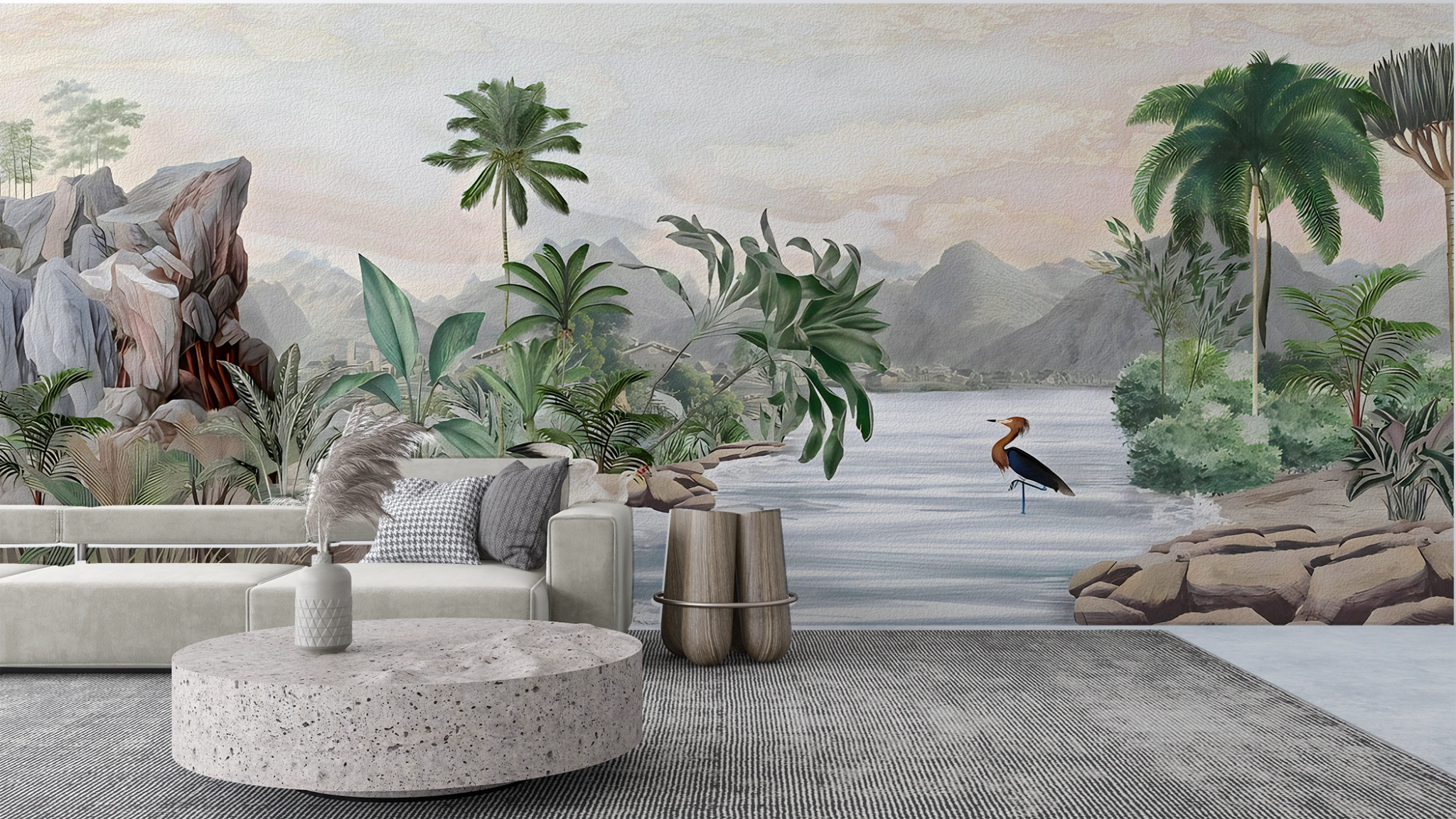 Papier peint panoramique rivière tropicale - Kam & Leon