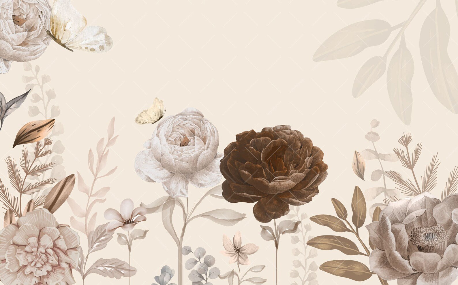 Papier peint panoramique roses vintage - Kam & Leon