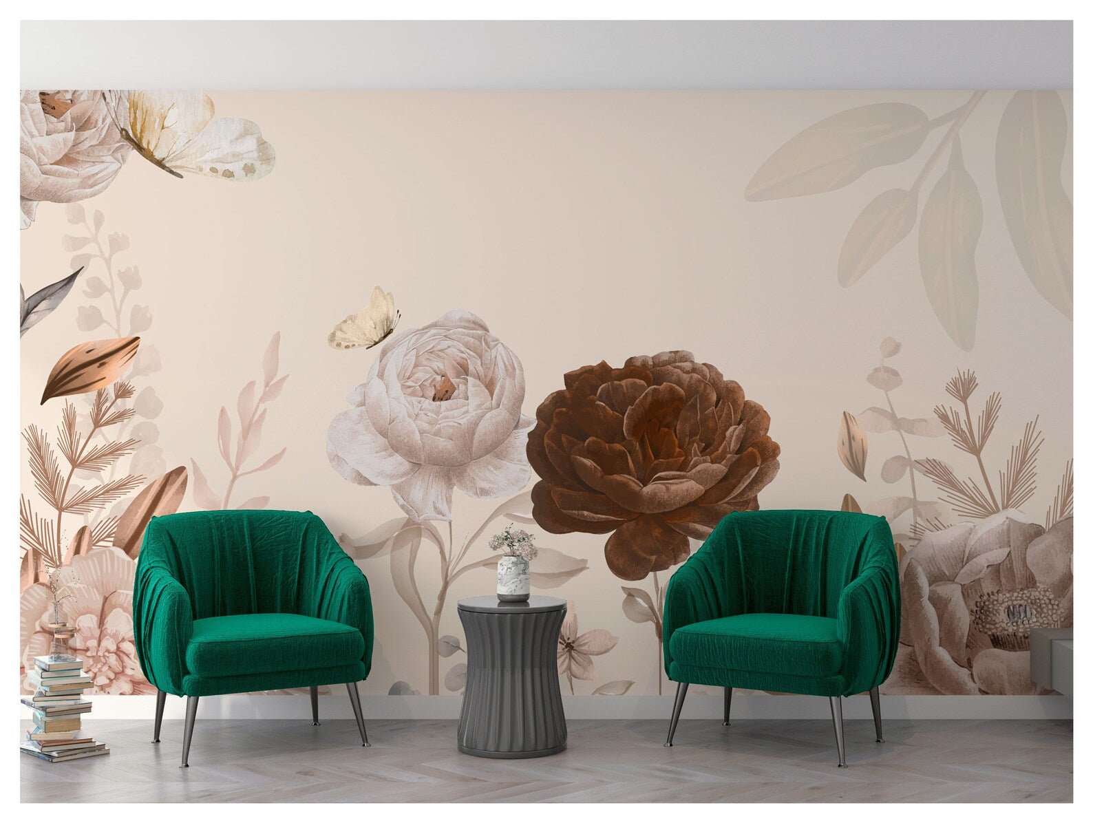 Papier peint panoramique roses vintage - Kam & Leon