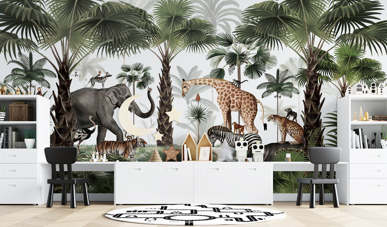 Papier peint animaux de la jungle tendance Kam & Leon