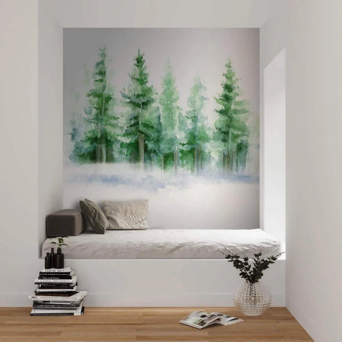 Papier peint panoramique sur mesure forêt de sapin - Kam & Leon
