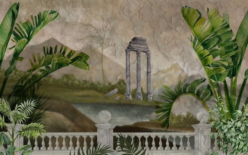 Papier peint panoramique temple de la jungle - Kam & Leon