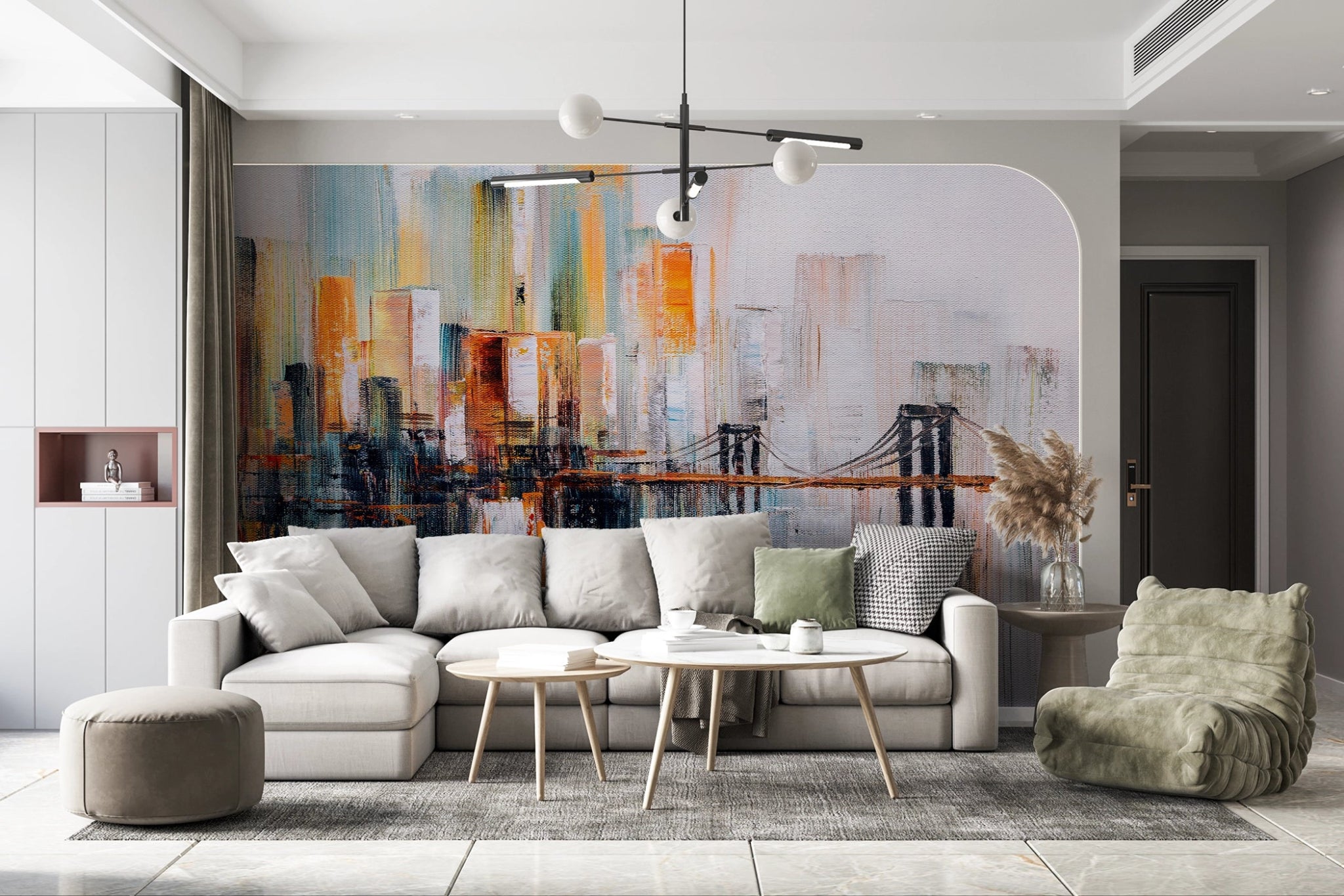 Papier peint peinture sur toile Brooklyn Bridge, New York - Kam & Leon