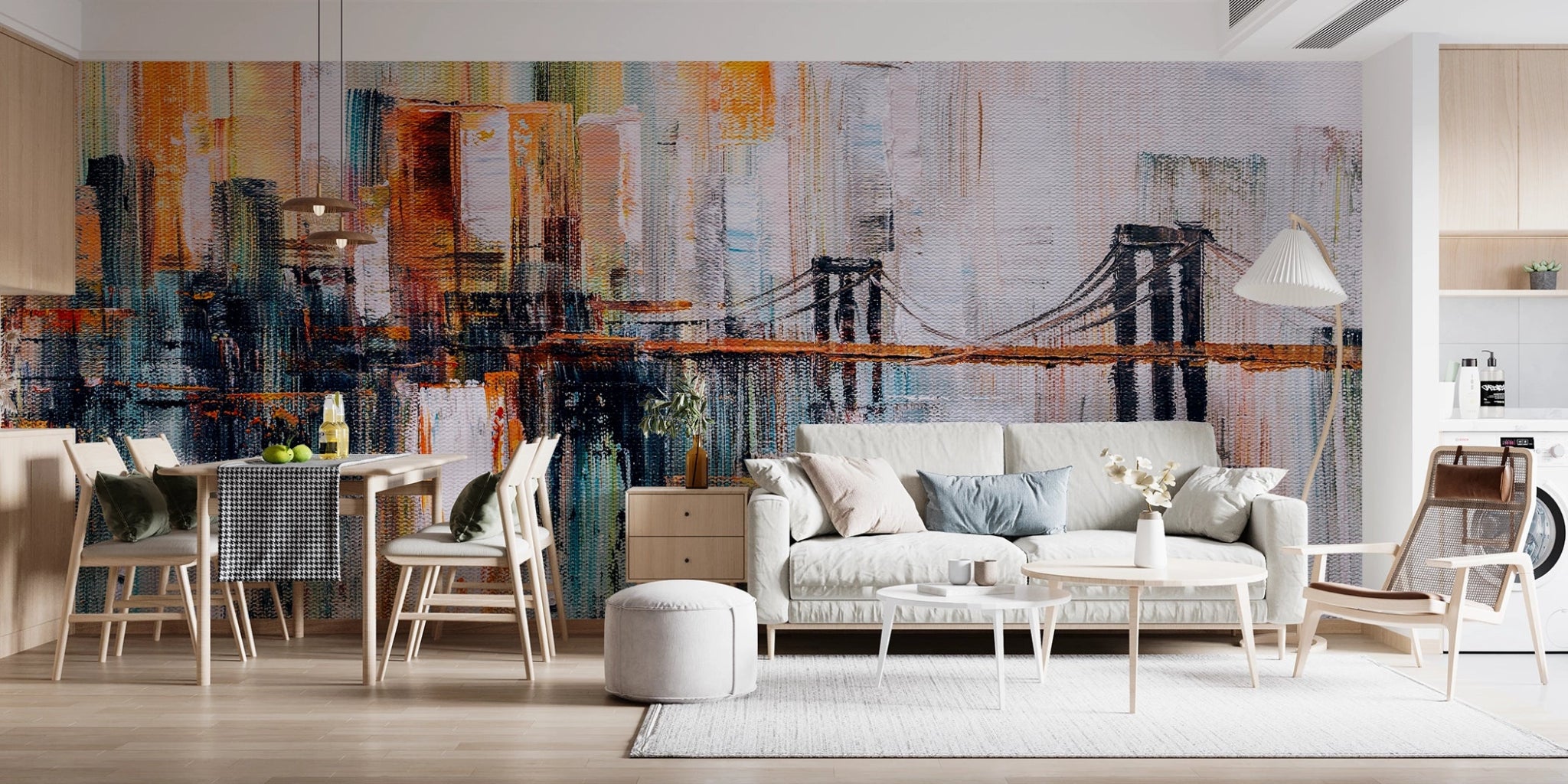 Papier peint peinture sur toile Brooklyn Bridge, New York - Kam & Leon