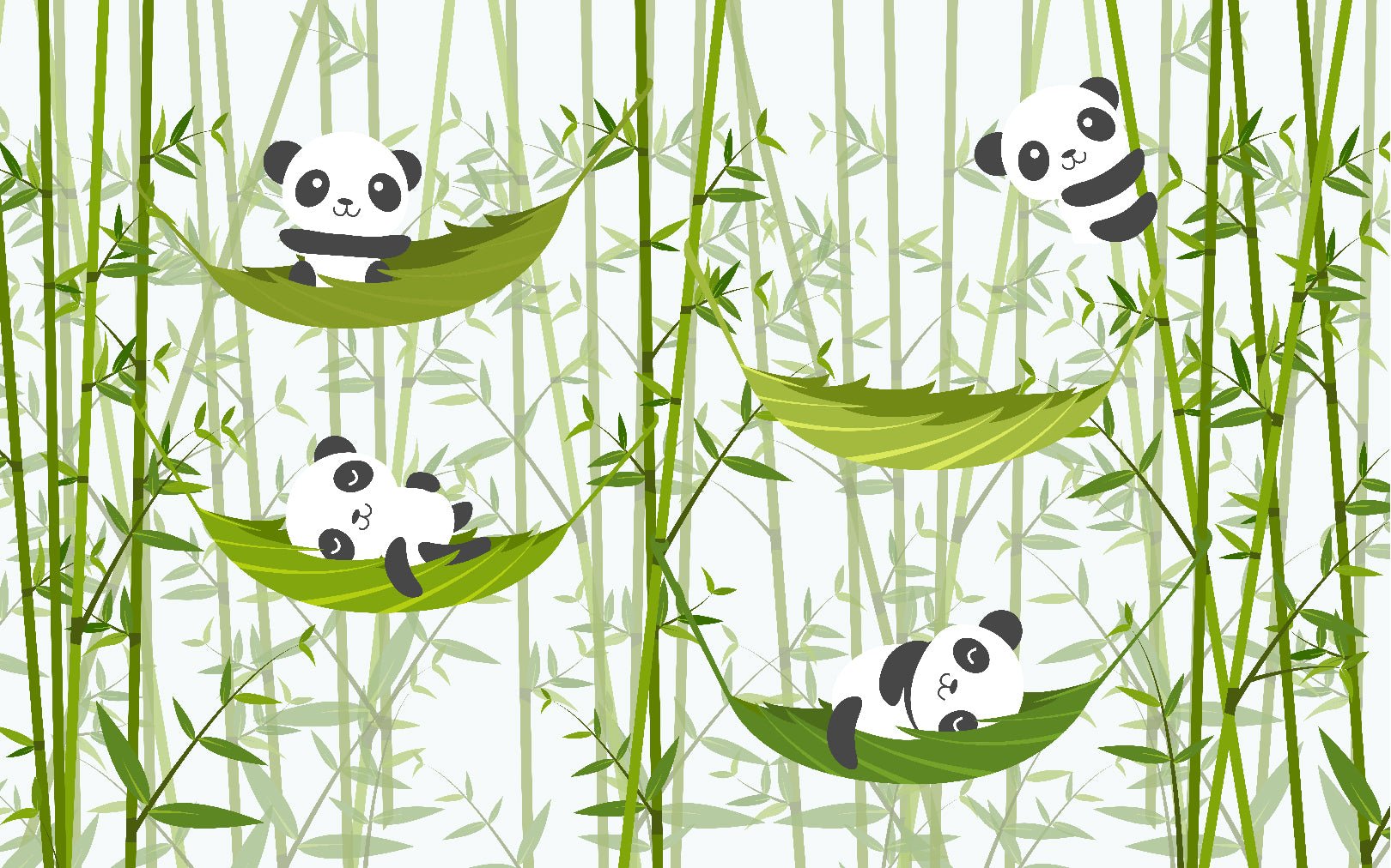 Papier peint petits pandas chambre enfant - Kam & Leon