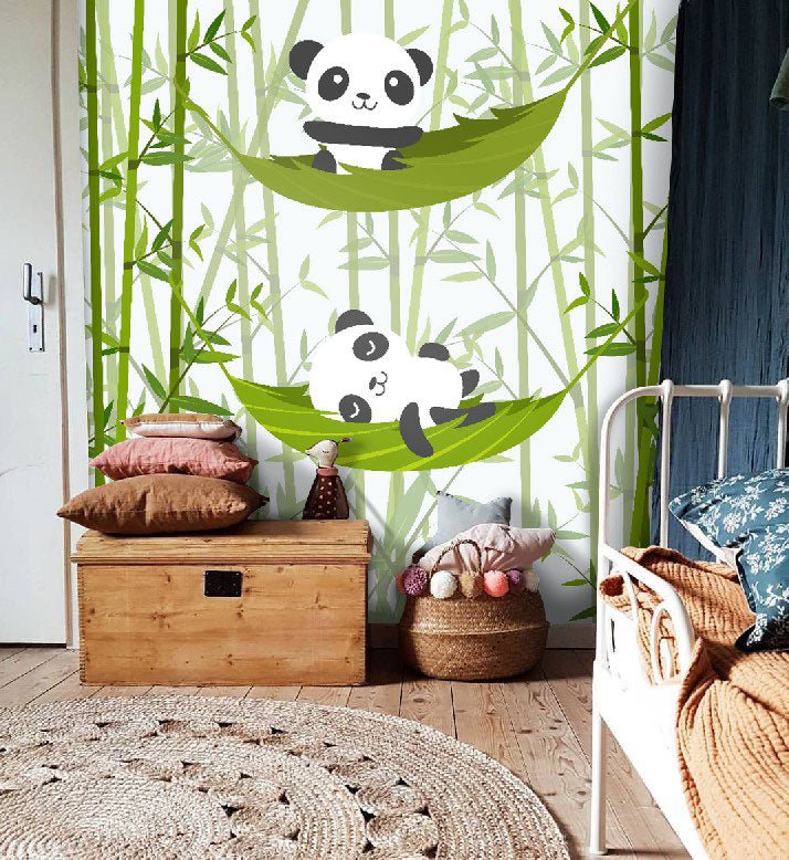 Papier peint petits pandas chambre enfant - Kam & Leon