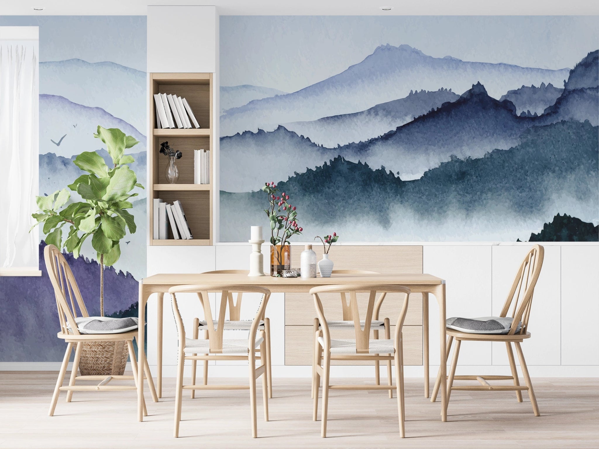 Papier peint tendance montagne aquarelle - Kam & Leon