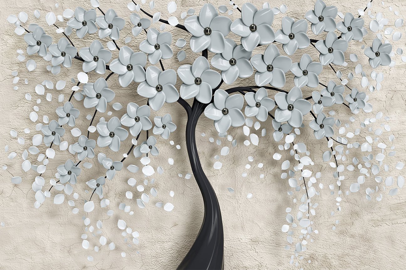 Papier peint trompe-l'œil arbre en fleur - Kam & Leon