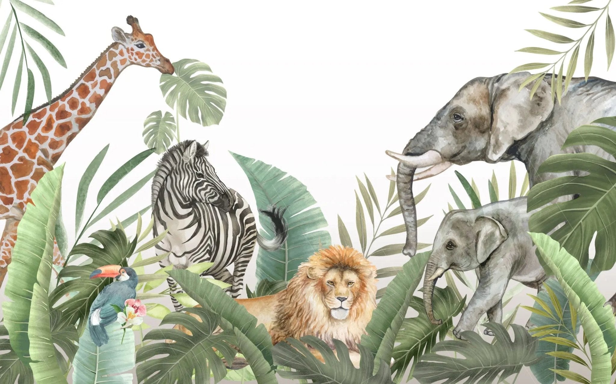 Tapisserie murale animaux dans la jungle - Kam & Leon